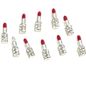 Mini Silver tone with red lipstick cover  10 pieces in set